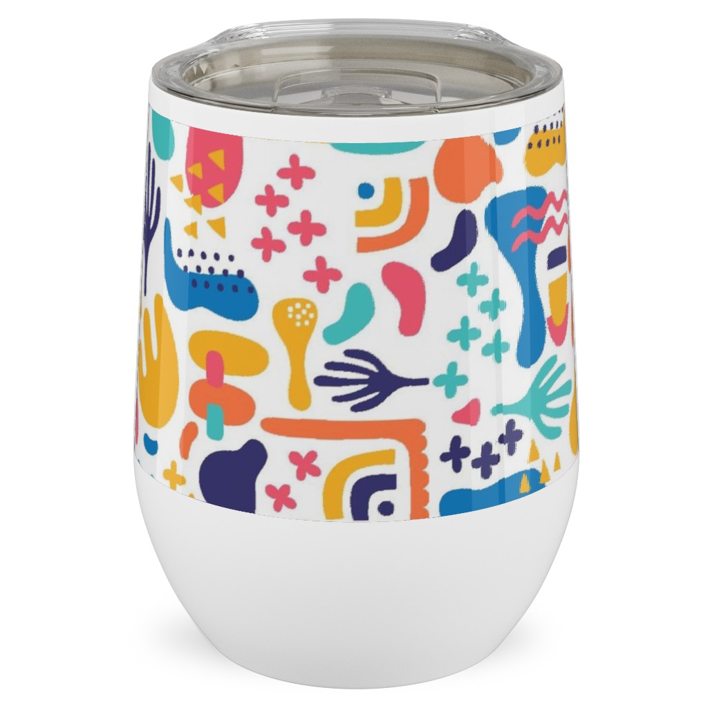 Organic Abstract Design - Multi Stainless Steel Travel Tumbler, 12oz, Multicolor