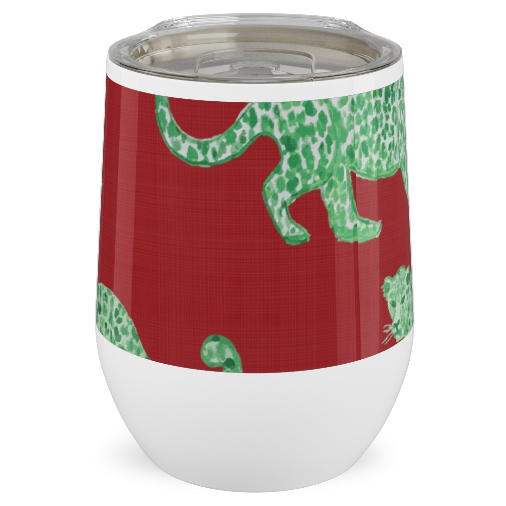 Leopard Parade Stainless Steel Travel Tumbler, 12oz, Red