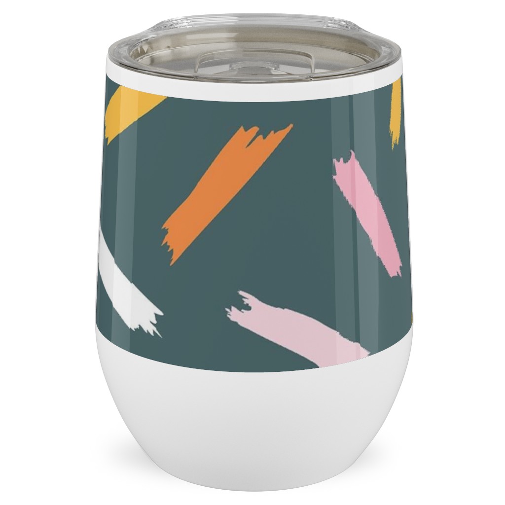 Fun With Paint - Dark Blue Stainless Steel Travel Tumbler, 12oz, Multicolor