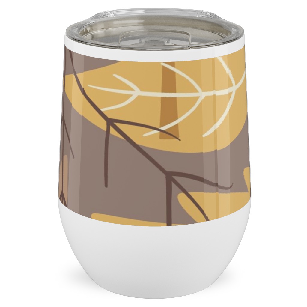 Leaf Pile Stainless Steel Travel Tumbler, 12oz, Brown, Brown