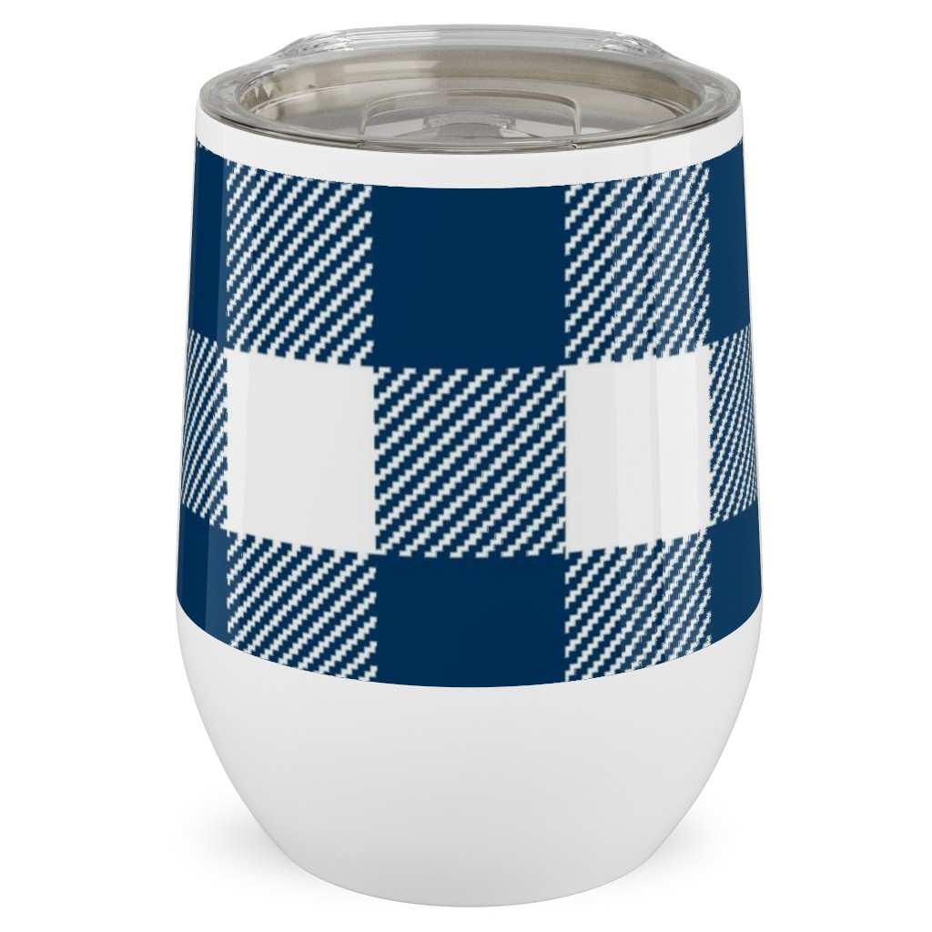 Buffalo Plaid Stainless Steel Travel Tumbler, 12oz, Blue