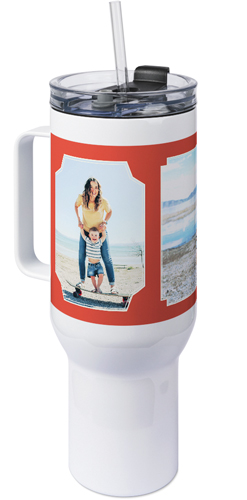 Unique Shapes 40oz Tumbler with Handle, 40oz, Orange, coral