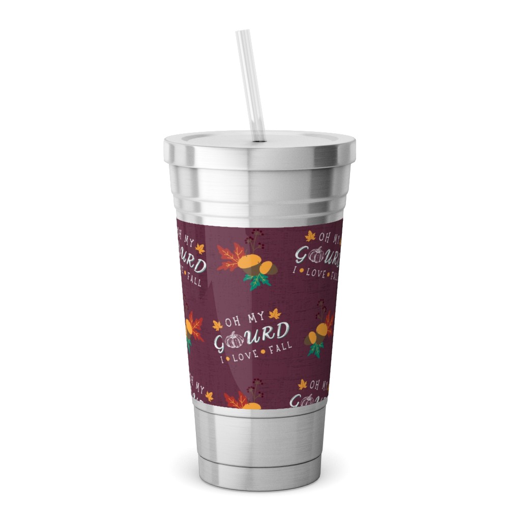 Oh My Gourd - Mauve Stainless Tumbler with Straw, 18oz, Purple