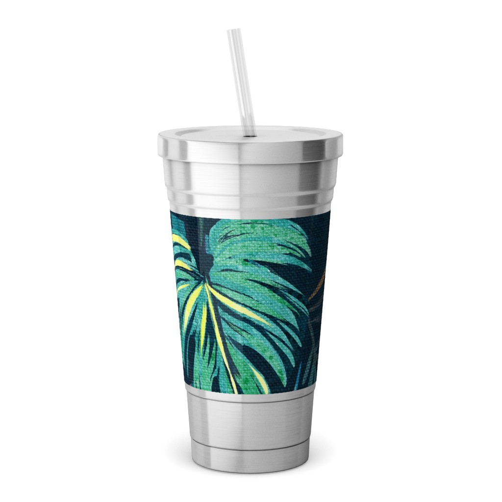 in a Tropical Mood Stainless Tumbler with Straw, 18oz, Green