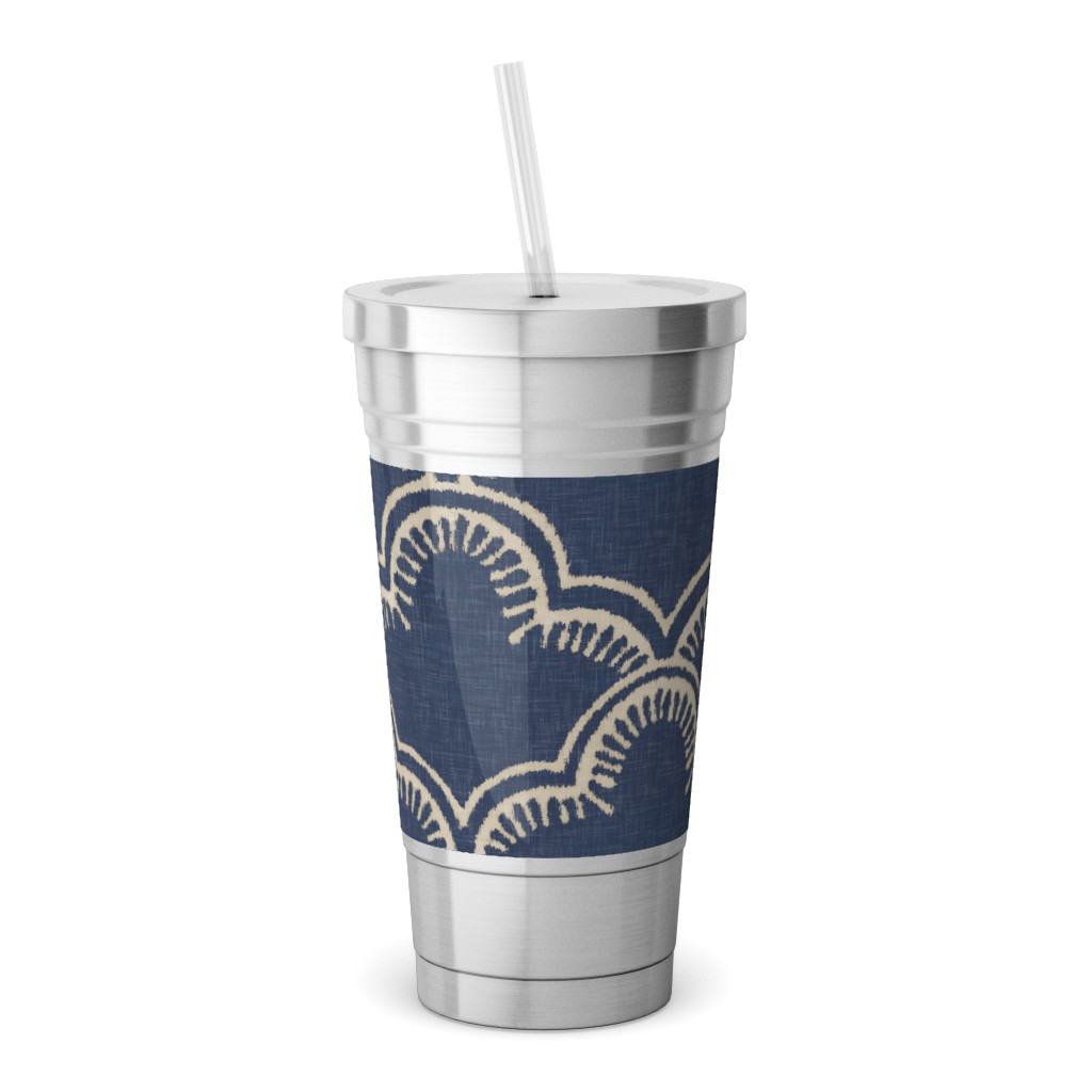 Tangier Stainless Tumbler with Straw, 18oz, Blue
