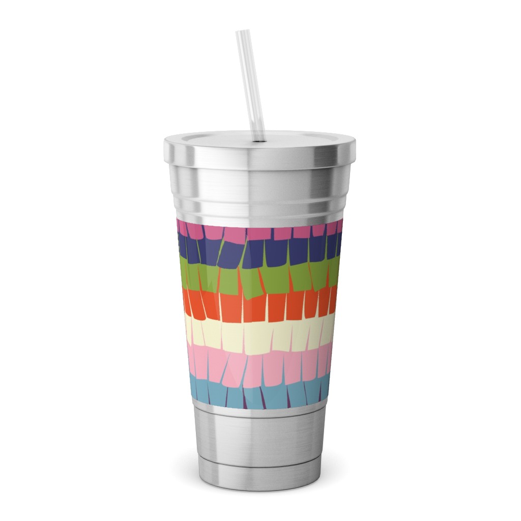 Pi�ata Fiesta Party Stainless Tumbler with Straw, 18oz, Multicolor