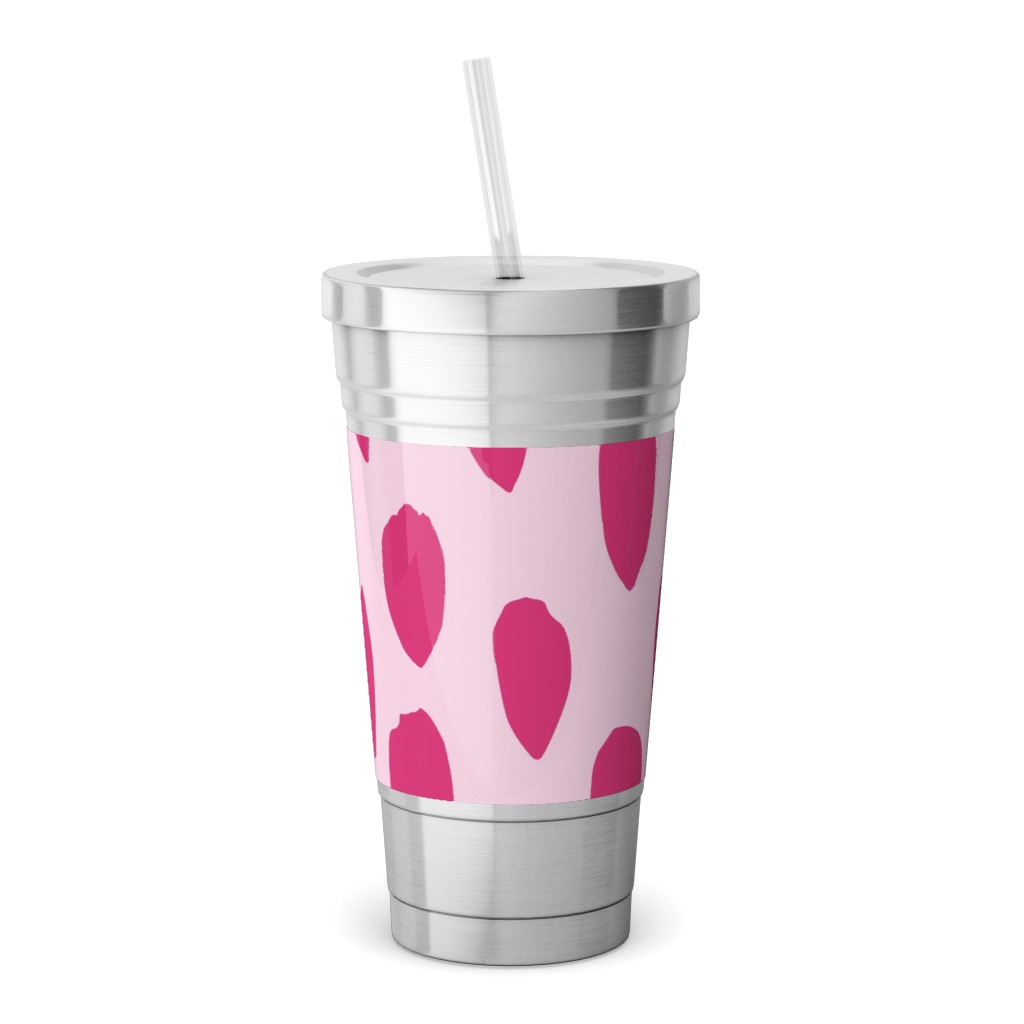 Brushstrokes - Fuchsia and Light Pink Travel Tumbler