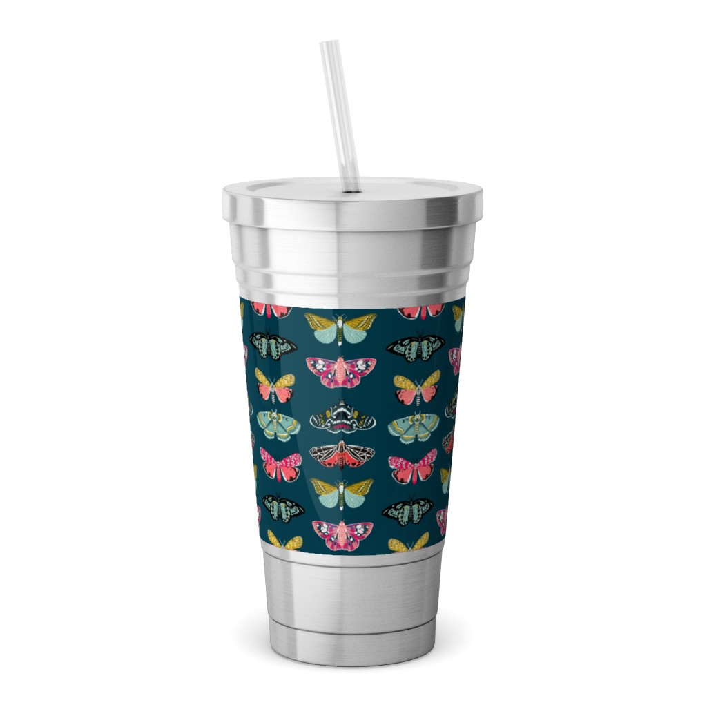 Moths - Dark Stainless Tumbler with Straw | Shutterfly