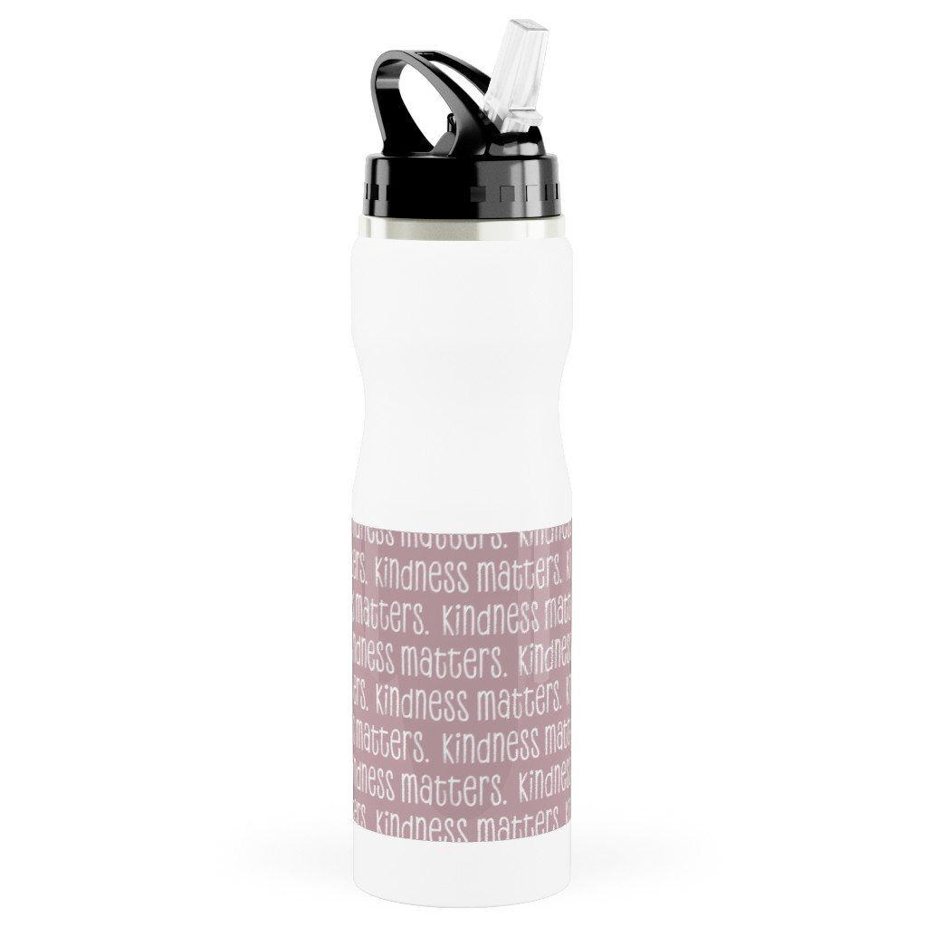 Kindness Matters Stainless Steel Water Bottle with Straw, 25oz, With Straw, Pink