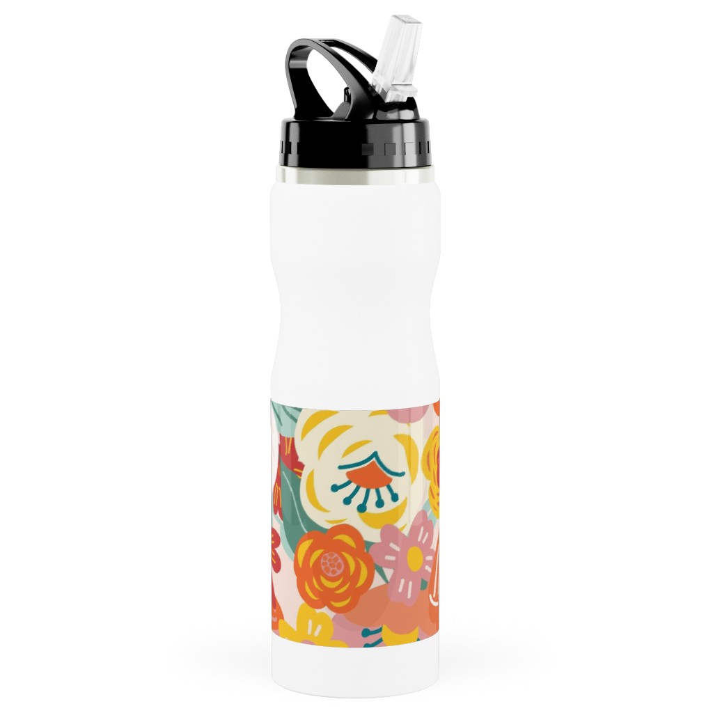 Liberty Florals Stainless Steel Water Bottle with Straw, 25oz, With Straw, Multicolor