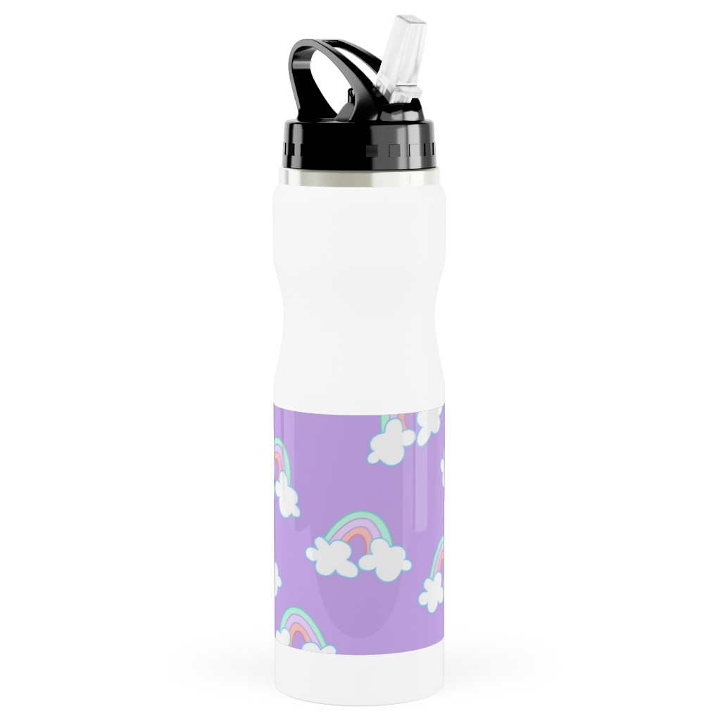 Nicola Unicorn Rainbows Stainless Steel Water Bottle with Straw, 25oz, With Straw, Purple