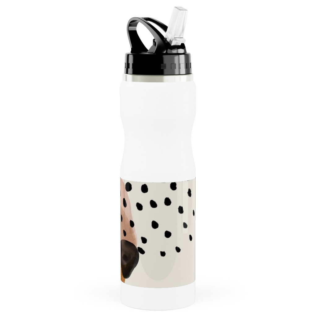 Geometric Pattern - Muted Stainless Steel Water Bottle with Straw, 25oz, With Straw, Multicolor