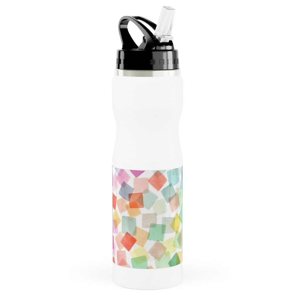 Confetti Party - Multi Stainless Steel Water Bottle with Straw, 25oz, With Straw, Multicolor