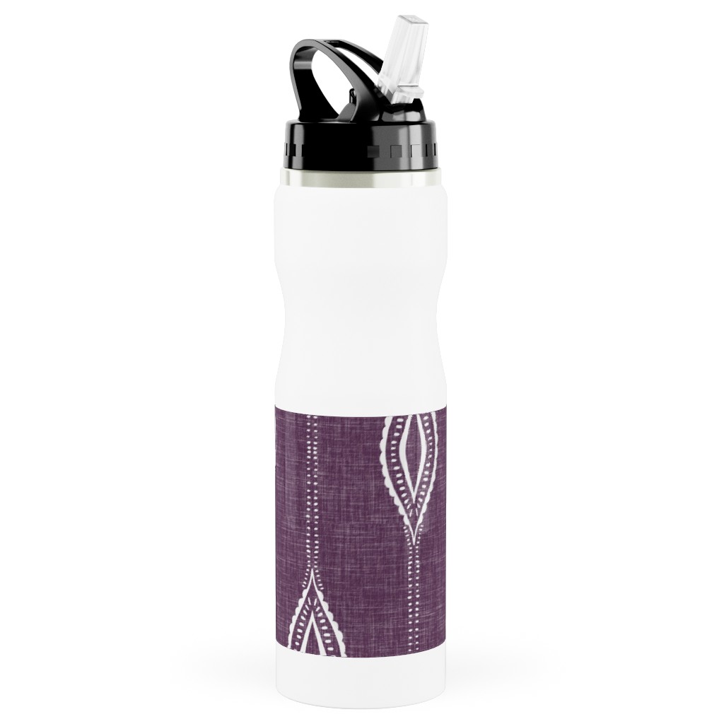 Diamant - Eggplant Stainless Steel Water Bottle with Straw, 25oz, With Straw, Purple