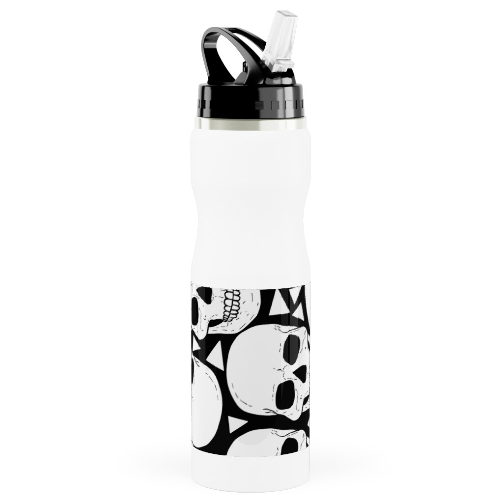 CUSTOM BLACK & GREY CAMO 10 Water Bottle by DesignStudioFlow