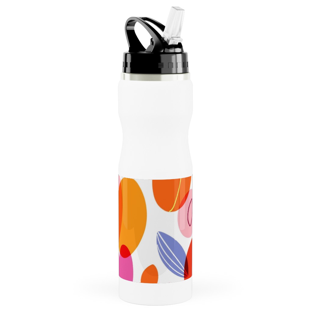 I Love Summer Fruit - Multi Stainless Steel Water Bottle with Straw, 25oz, With Straw, Multicolor