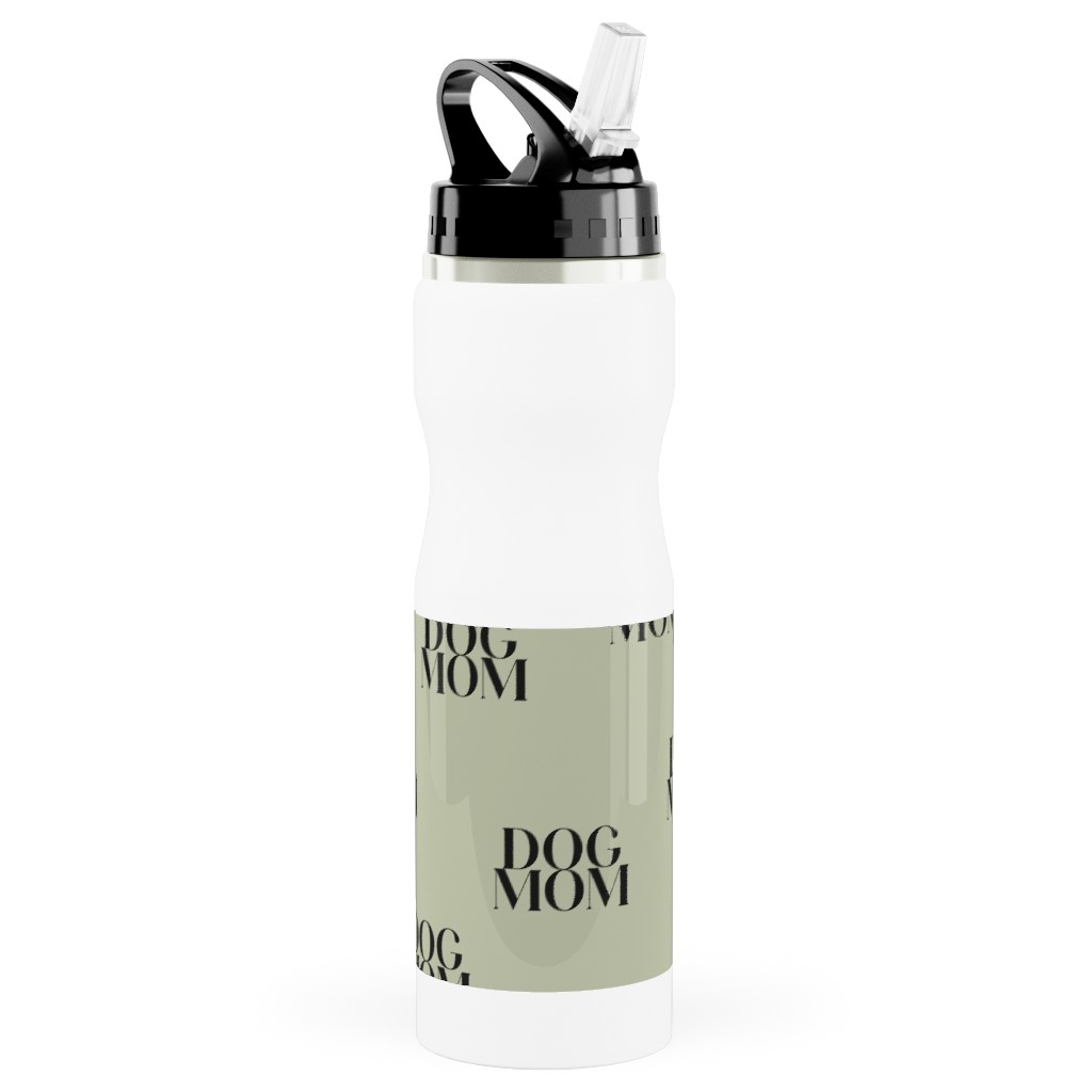 Dog Mom Stainless Steel Water Bottle with Straw, 25oz, With Straw, Green, Pear