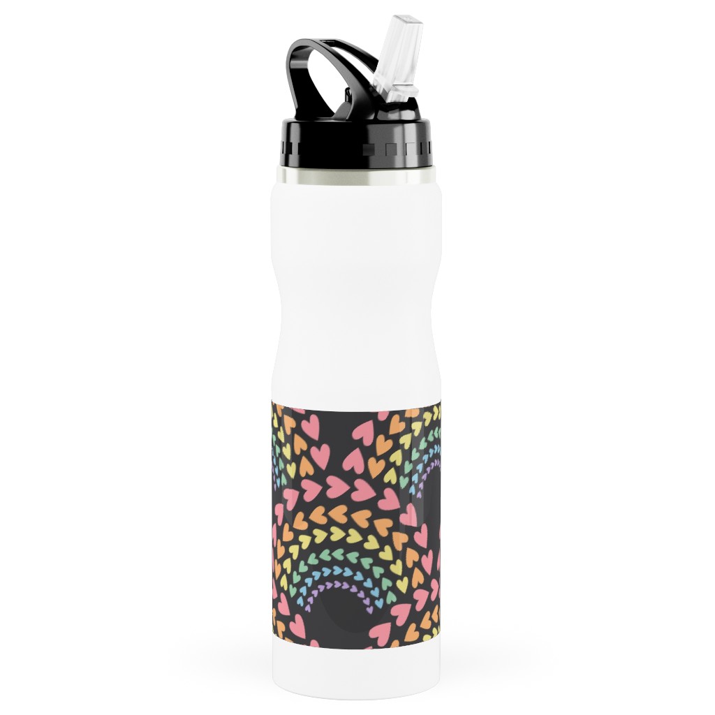 Rainbow Love Stainless Steel Water Bottle with Straw, 25oz, With Straw, Multicolor