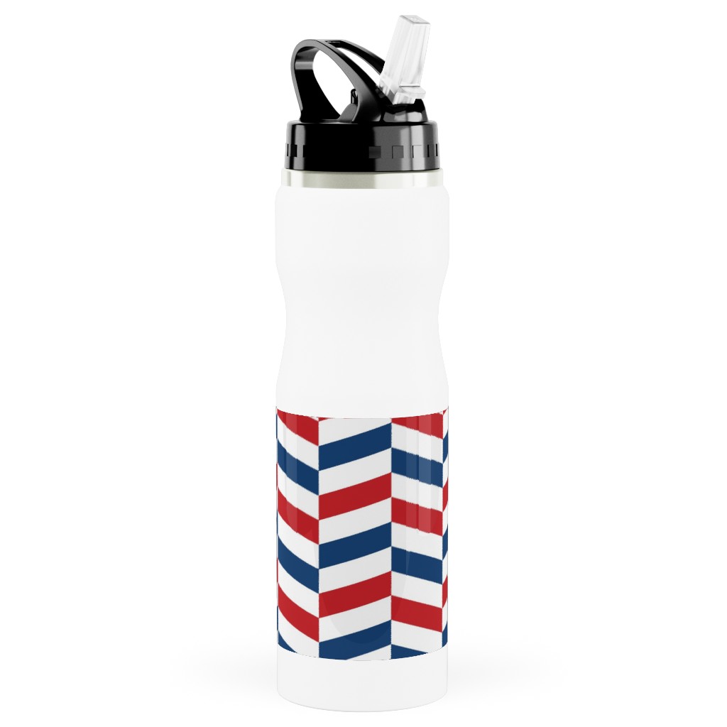 American Stripes - Multi Stainless Steel Water Bottle with Straw, 25oz, With Straw, Multicolor