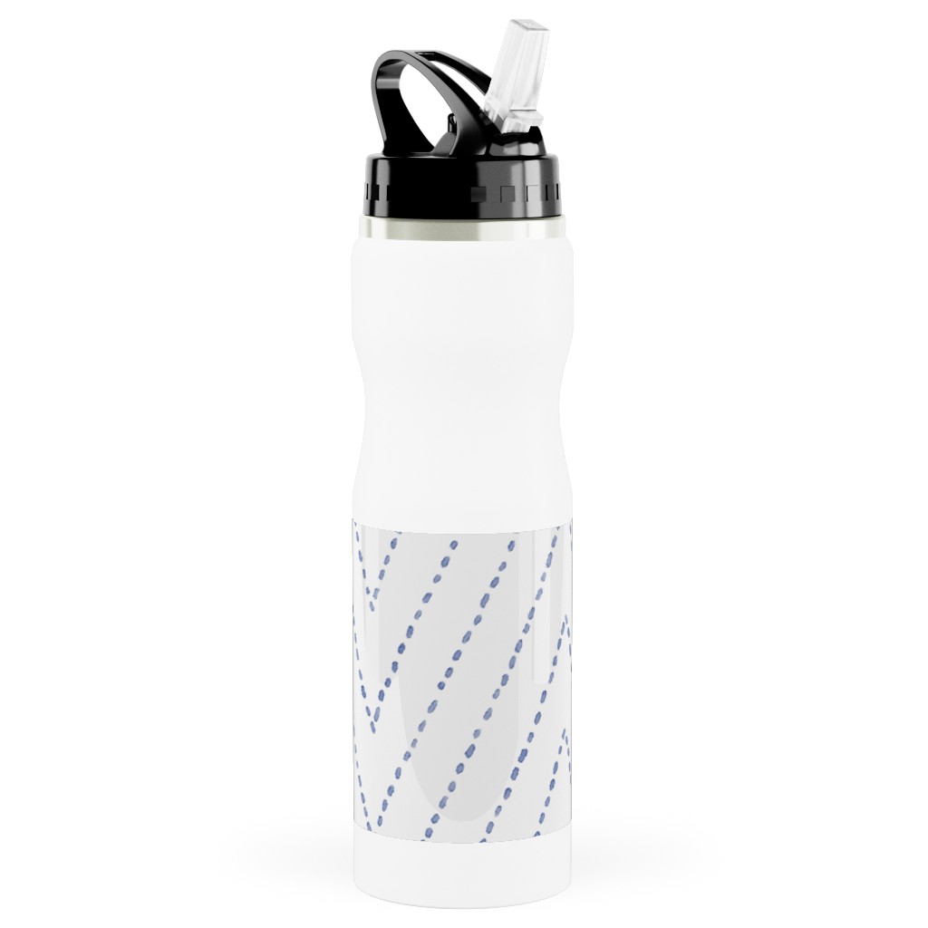Painted Diamond Dash Stainless Steel Water Bottle with Straw, 25oz, With Straw, White