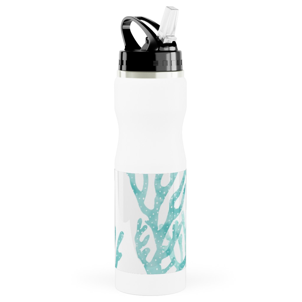 Coral Mermaid Stainless Steel Water Bottle with Straw, 25oz, With Straw, Blue, Catalina