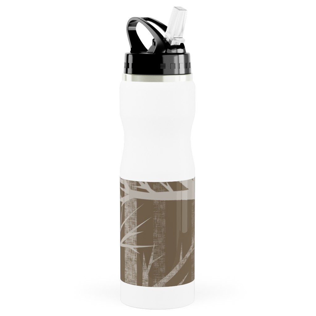 Winter Woods - Fawn Stainless Steel Water Bottle with Straw, 25oz, With Straw, Brown, Brown