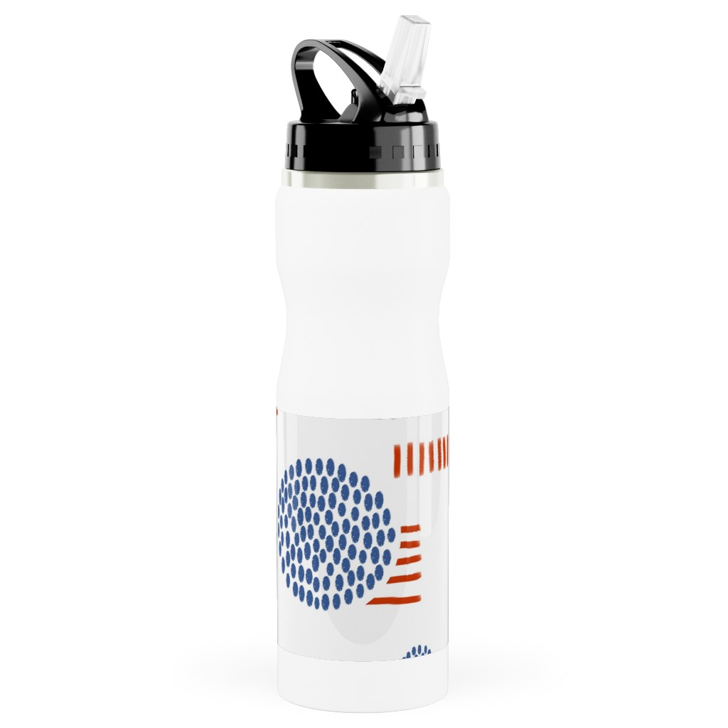 Imperfection in Red, White and Blue Stainless Steel Water Bottle with Straw, 25oz, With Straw, Red