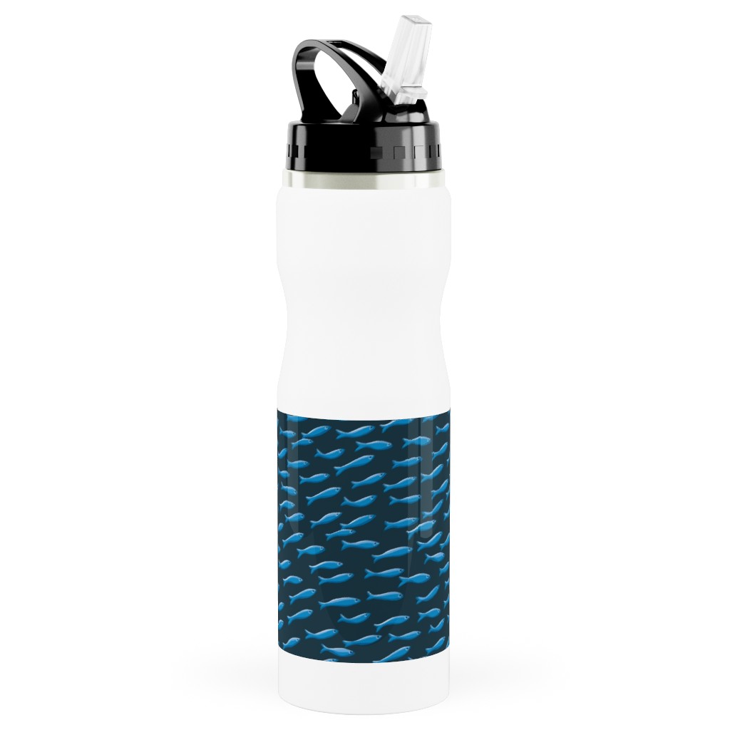 Blues and Shoal Stainless Steel Water Bottle with Straw, 25oz, With Straw, Blue, True Blue
