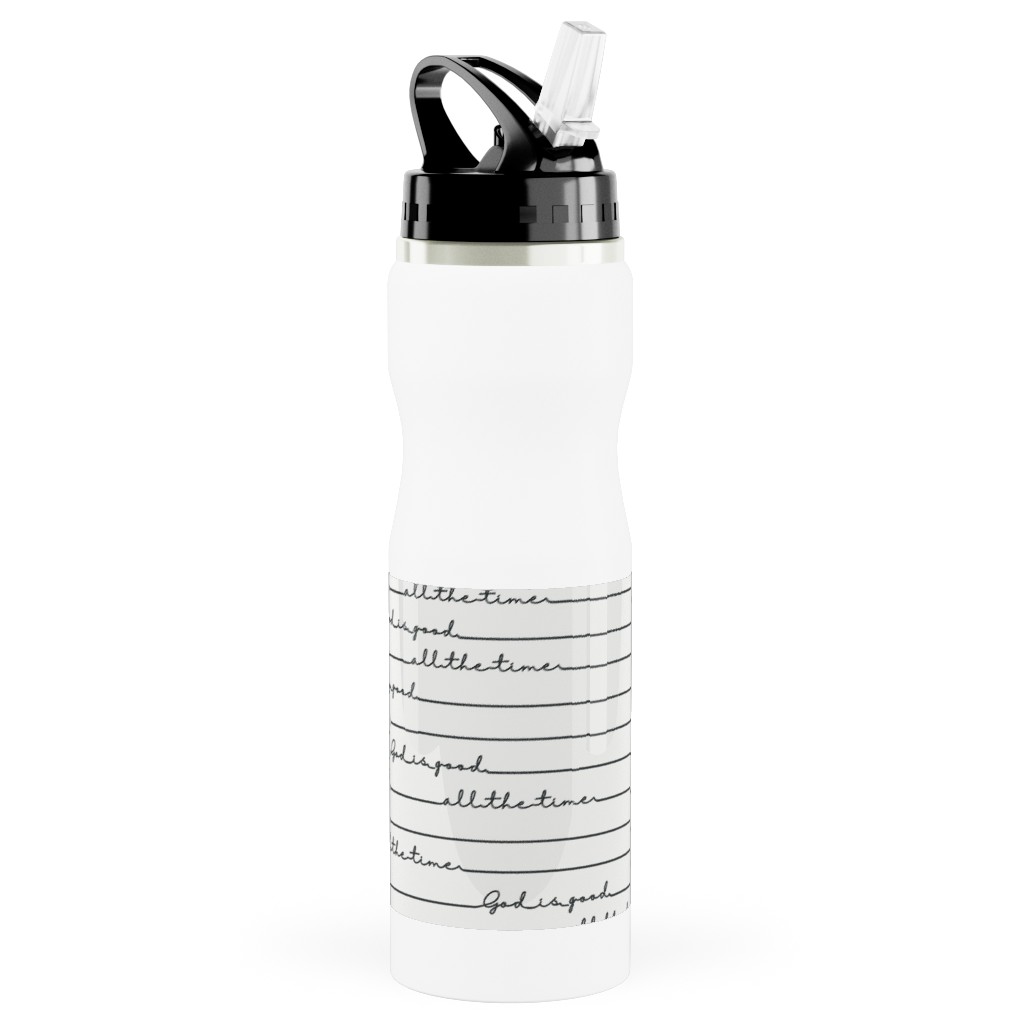God Is Good - Black and White Stainless Steel Water Bottle with Straw, 25oz, With Straw, White, White