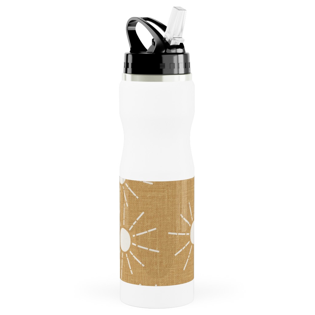 Summer Sunshine - Mustard Yellow Stainless Steel Water Bottle with Straw, 25oz, With Straw, Yellow