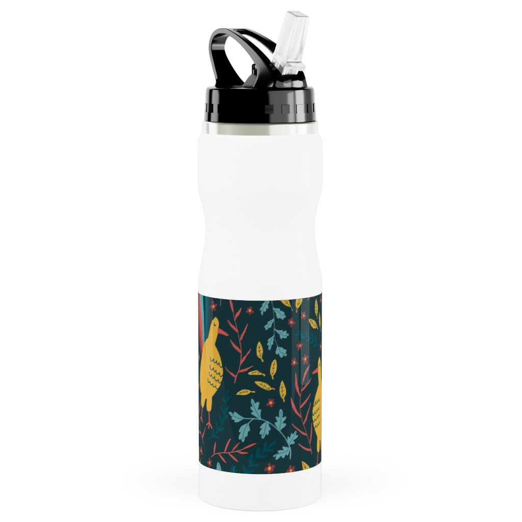 Wild Turkeys Stainless Steel Water Bottle with Straw, 25oz, With Straw, Multicolor