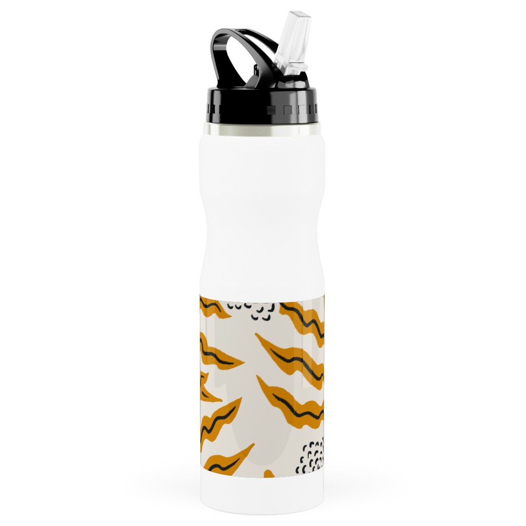 La Ville Vine Stainless Steel Water Bottle with Straw, 25oz, With Straw, Yellow, Antique White