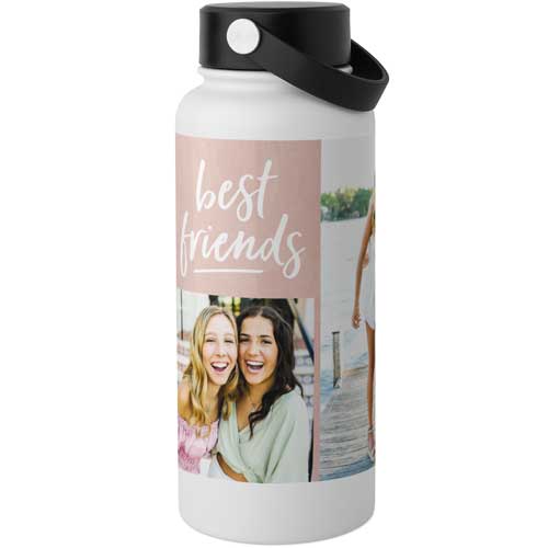 Best Friends Always Stainless Steel Wide Mouth Water Bottle, 30oz, Wide Mouth, Orange