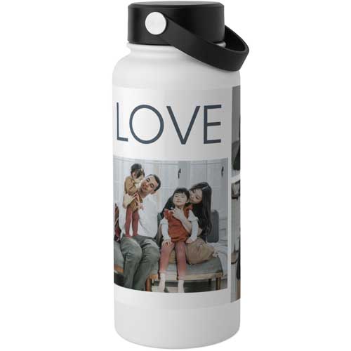 Bold Modern Love Stainless Steel Wide Mouth Water Bottle, 30oz, Wide Mouth, White, white