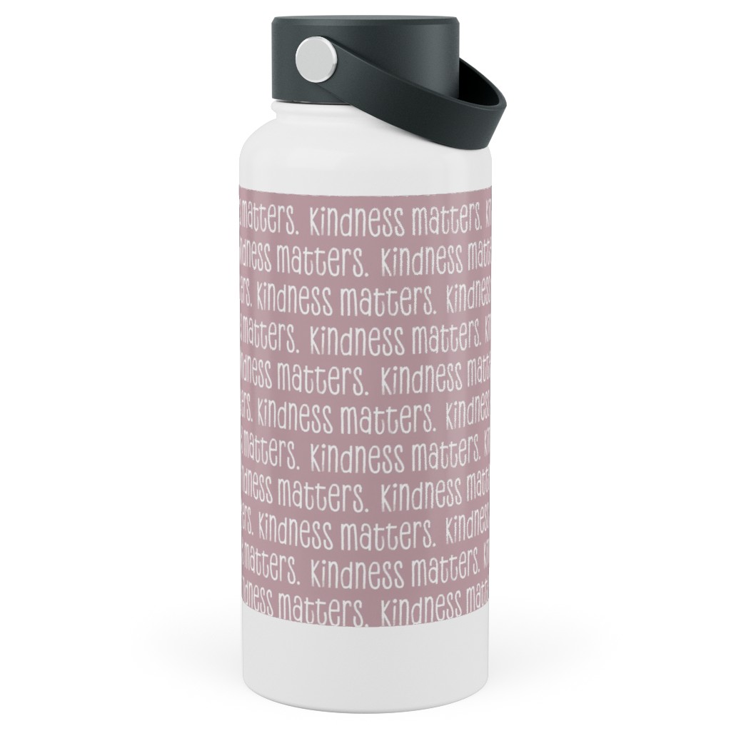 Kindness Matters Stainless Steel Wide Mouth Water Bottle, 30oz, Wide Mouth, Pink, Whisper
