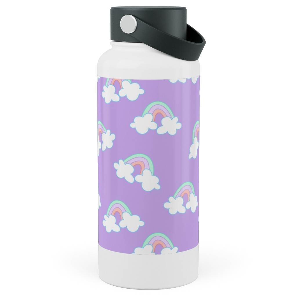 Nicola Unicorn Rainbows Stainless Steel Wide Mouth Water Bottle, 30oz, Wide Mouth, Purple