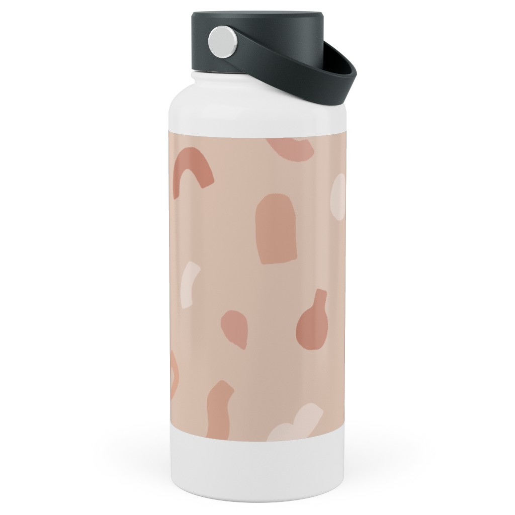 Organic Cut Shapes - Pink Clay Stainless Steel Wide Mouth Water Bottle, 30oz, Wide Mouth, Pink, Bright Pink