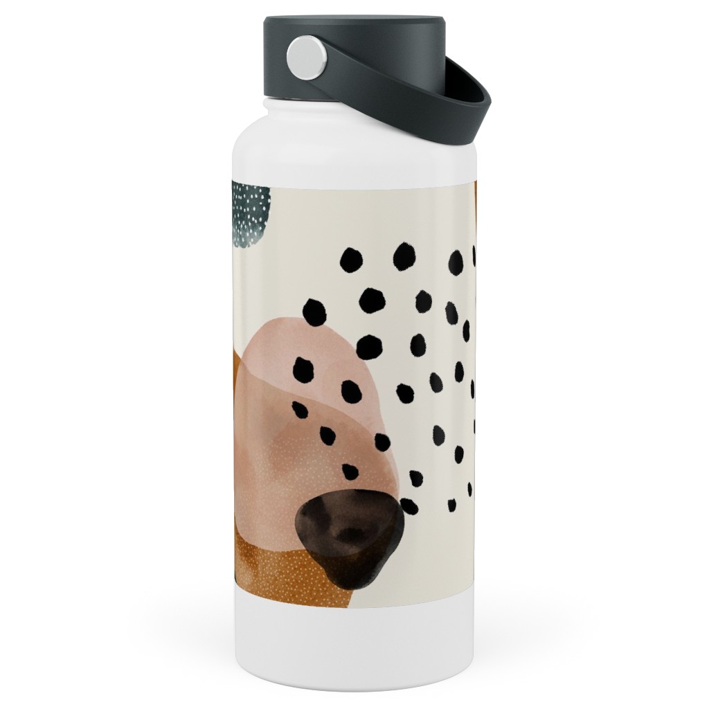 Geometric Pattern - Muted Stainless Steel Wide Mouth Water Bottle, 30oz, Wide Mouth, Multicolor