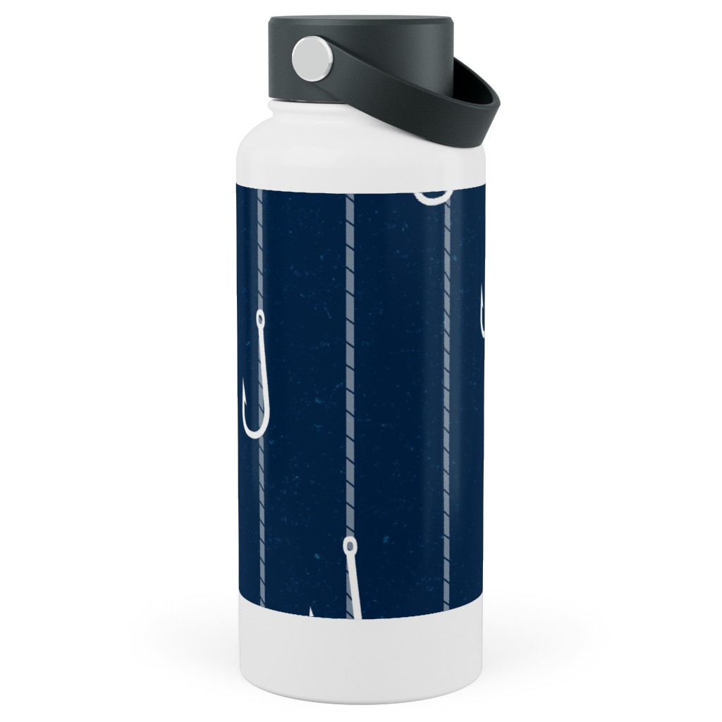 Cast a Line Stainless Steel Wide Mouth Water Bottle, 30oz, Wide Mouth, Blue, True Blue