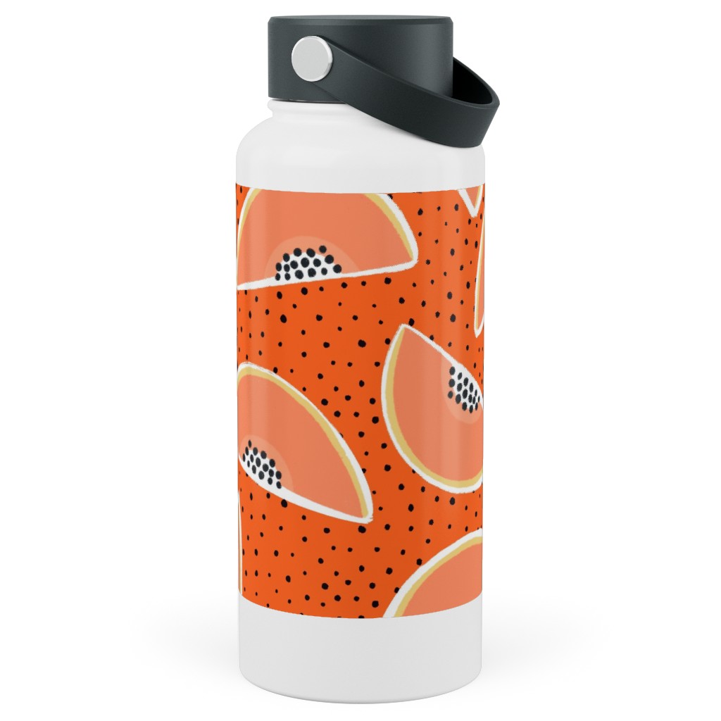 Cantaloupe - Orange Stainless Steel Wide Mouth Water Bottle, 30oz, Wide Mouth, Orange, Orange