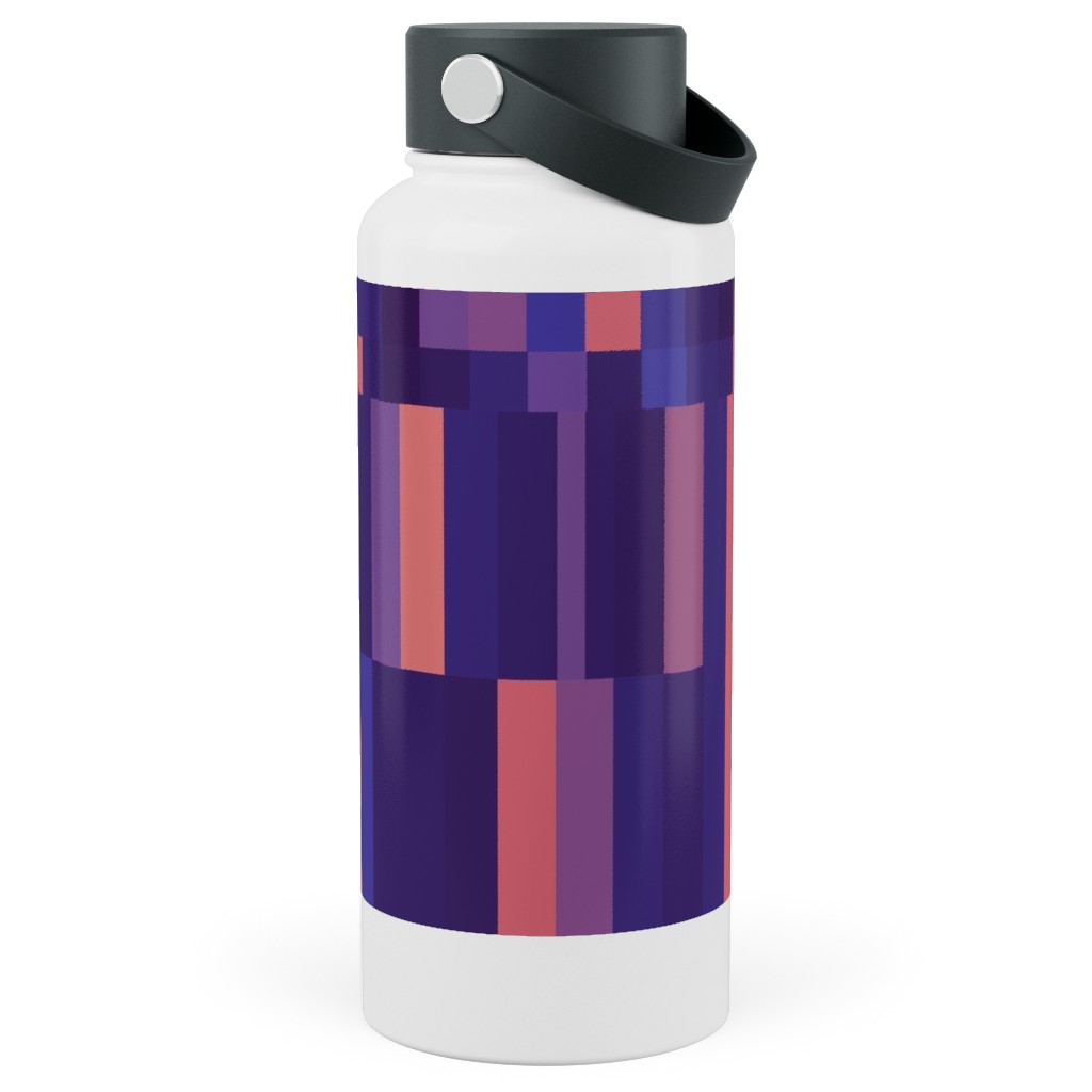 Stipe and Square - Dark Stainless Steel Wide Mouth Water Bottle, 30oz, Wide Mouth, Purple