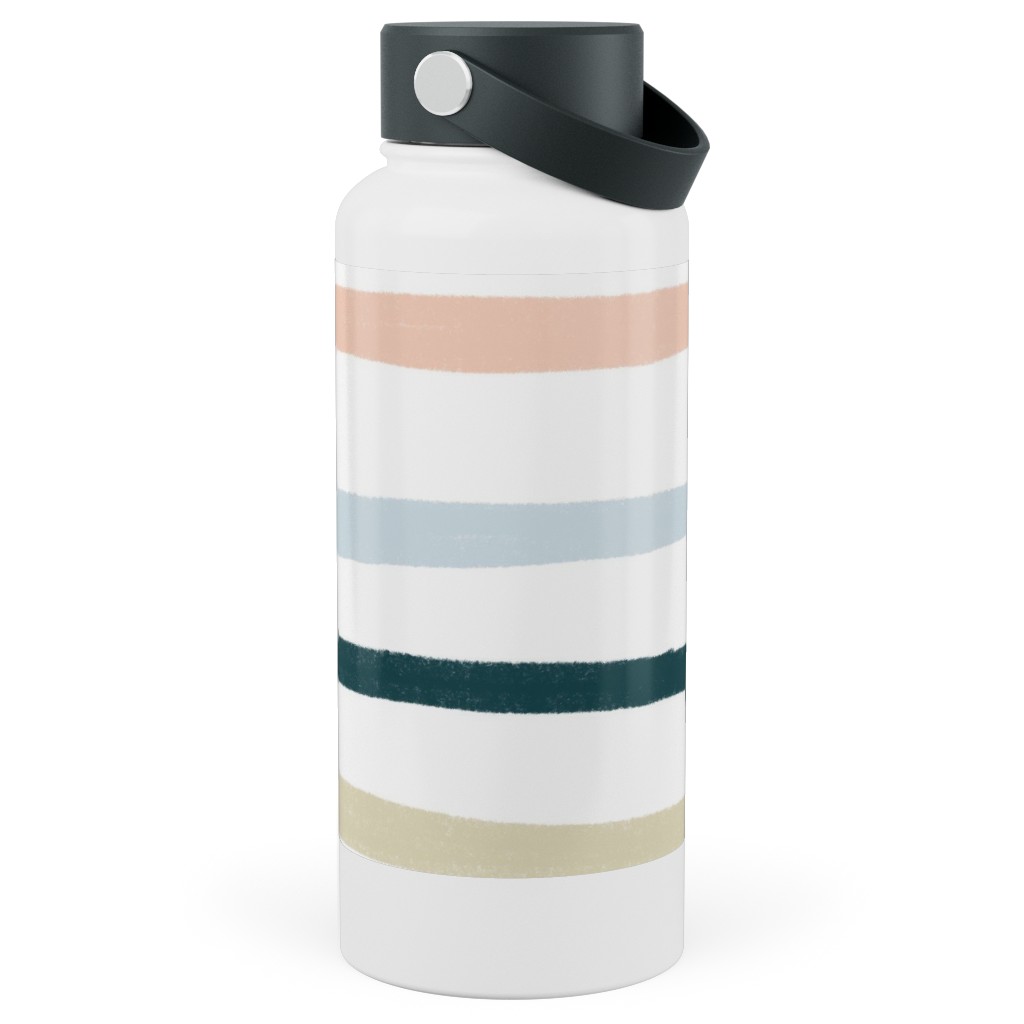 Shenanigans Horizontal Wtripes - Multi Stainless Steel Wide Mouth Water Bottle, 30oz, Wide Mouth, Multicolor