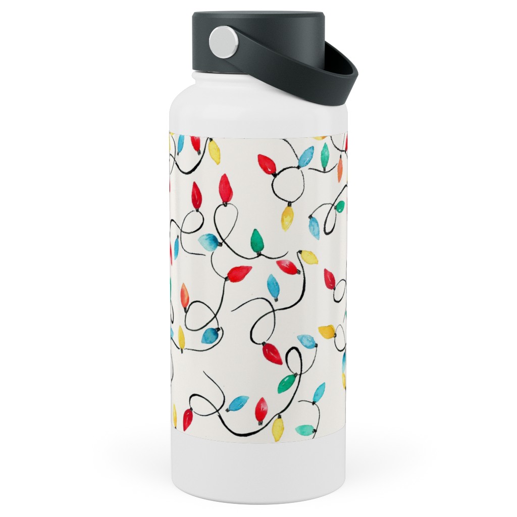 Christmas Lights Decoration - Multi Stainless Steel Wide Mouth Water Bottle, 30oz, Wide Mouth, Multicolor