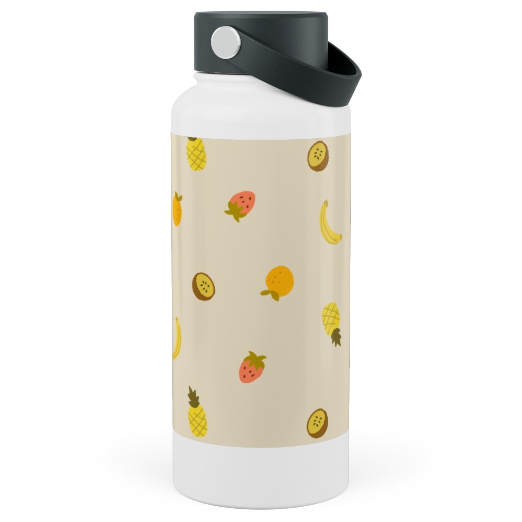 Tropical Fruit - Yellow Stainless Steel Wide Mouth Water Bottle, 30oz, Wide Mouth, Yellow