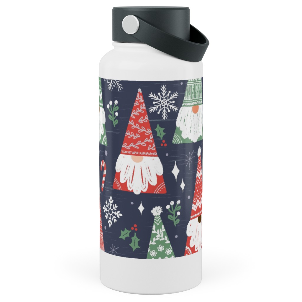 Folk Gnomes Stainless Steel Wide Mouth Water Bottle, 30oz, Wide Mouth, Multicolor