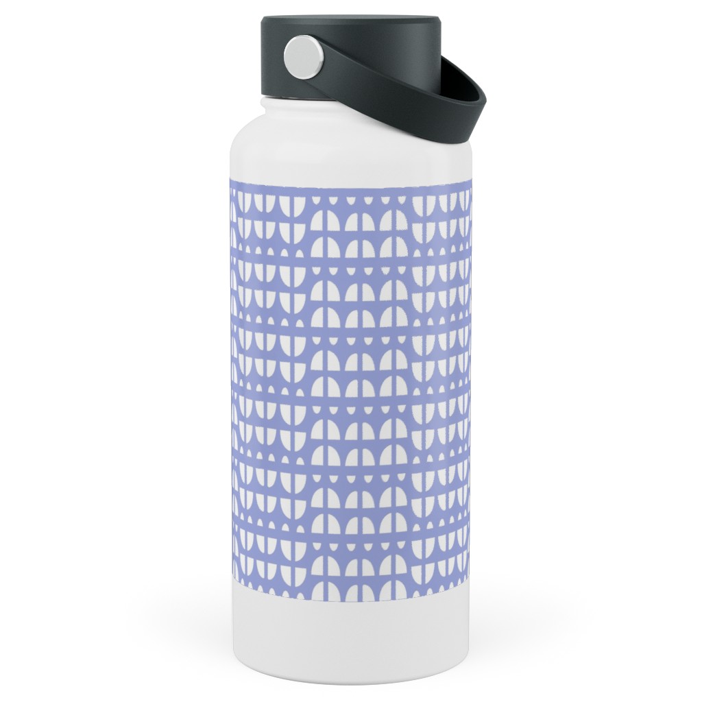 Geometric - Blue Stainless Steel Wide Mouth Water Bottle, 30oz, Wide Mouth, Blue