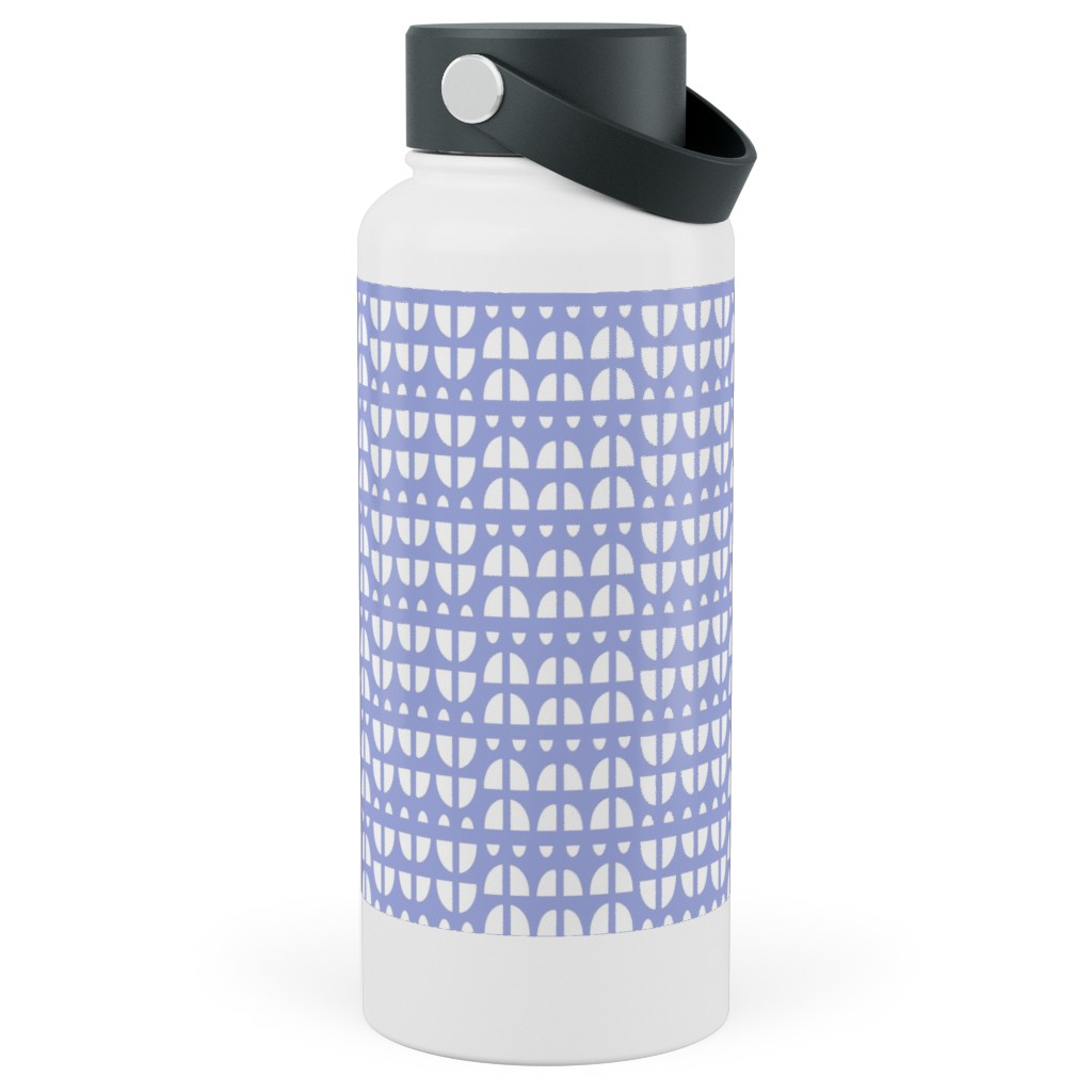 Geometric - Blue Stainless Steel Wide Mouth Water Bottle, 30oz, Wide Mouth, Blue, True Blue