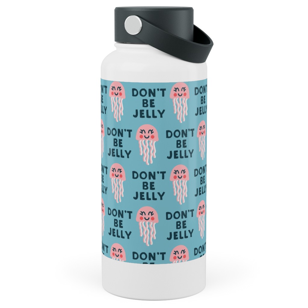 Don't Be Jelly - Summer Blue Stainless Steel Wide Mouth Water Bottle, 30oz, Wide Mouth, Blue