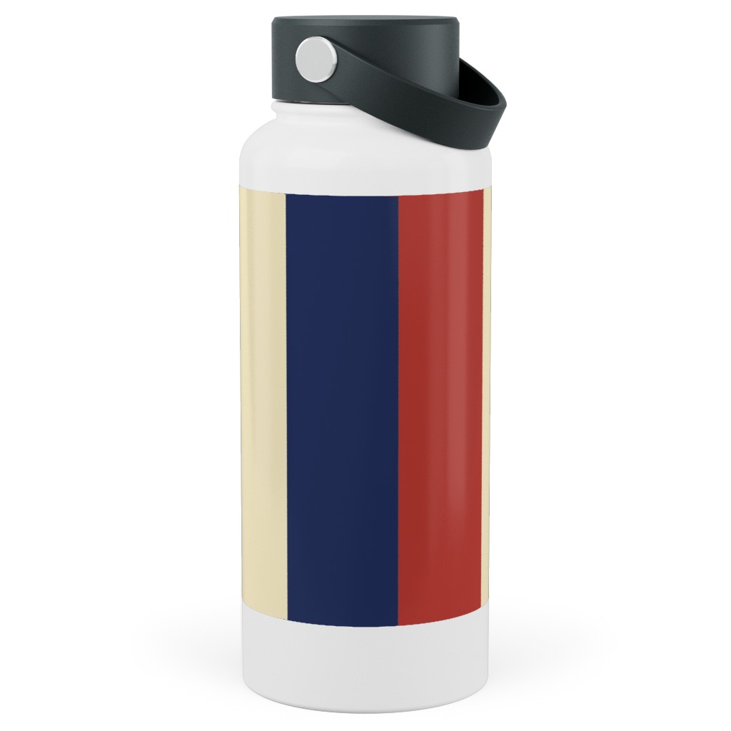 Camping Stripe Vertical - Multi Stainless Steel Wide Mouth Water Bottle, 30oz, Wide Mouth, Multicolor
