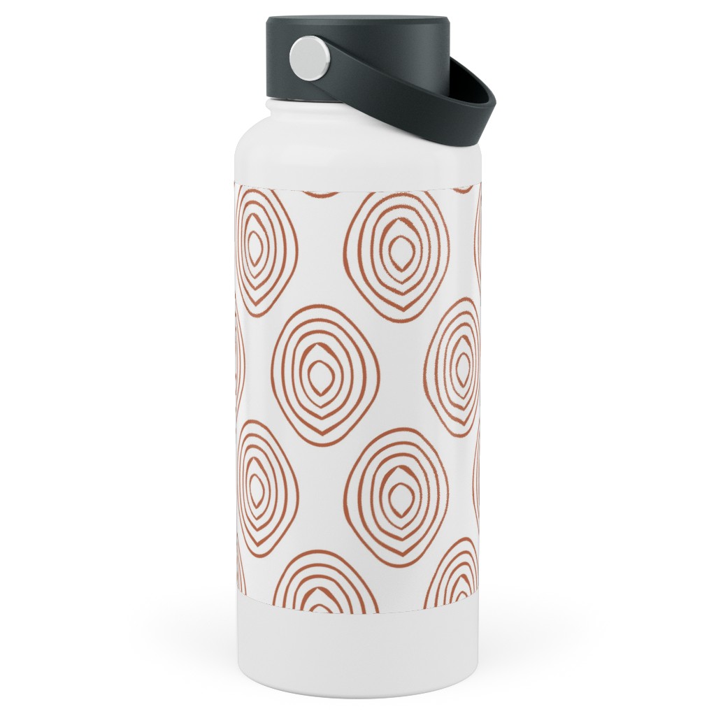 Abstract Circle - Terracotta Stainless Steel Wide Mouth Water Bottle, 30oz, Wide Mouth, Brown